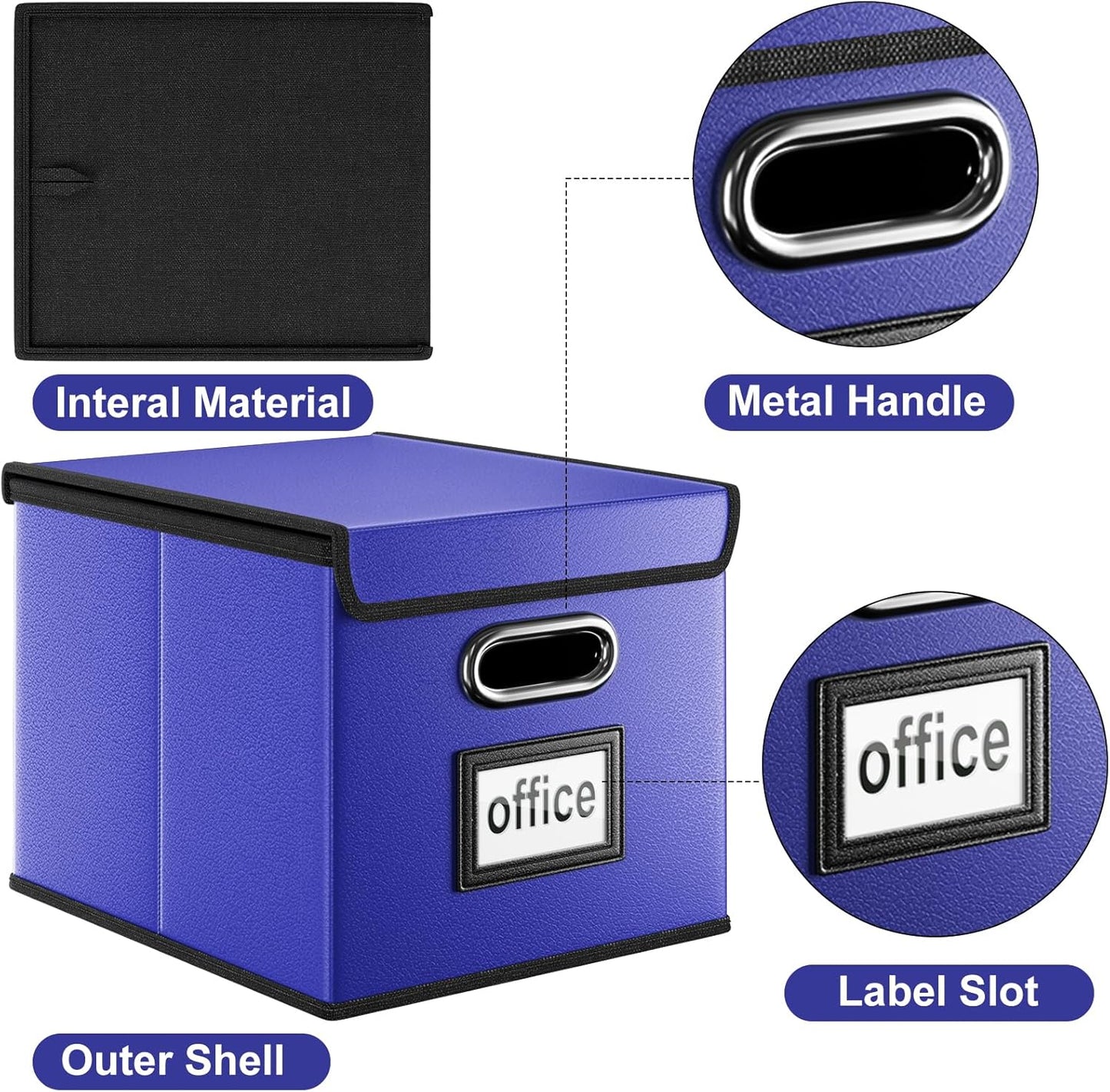 Huolewa Upgraded Portable File Organizer Box with Lid, Collapsible Linen Hanging Filing Storage Boxes with Plastic Slides, Decorative Home/Office Filing System Box for File and Folders Storage (Gray)