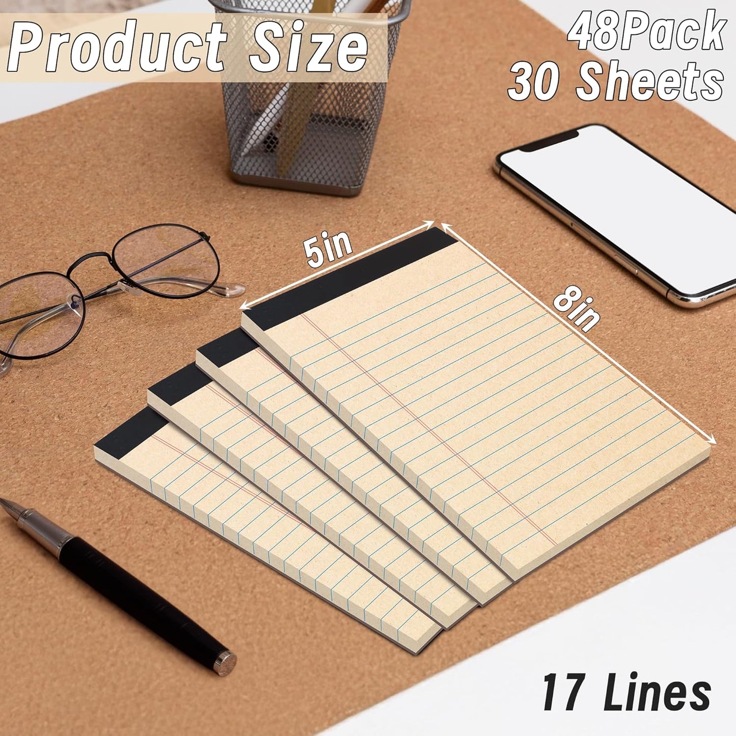 36 Pack Legal Pads Bulk, 5x8 Inch Rainbow Notepad, Note Pads Wide Ruled Perforated Memo Pad for Work Study Daily Note Taking List, Lined Writing Pads Memo Refills Notepads for Office Home School