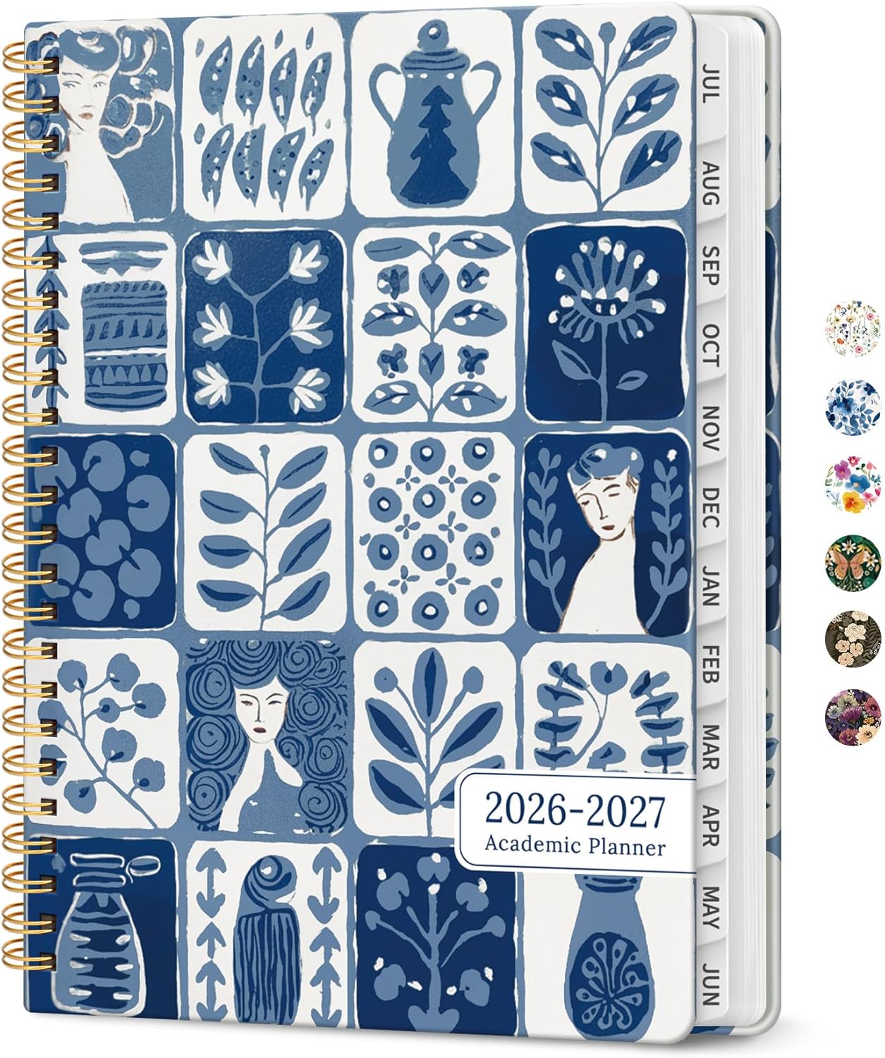 Planner 2026-2027, Academic Year Monthly and Weekly Calendar Planner, Jul 2026 - Jun 2027, Hardcover Teacher Student Planning Agenda book with Tabs, Perfect for School Office Supplies, 6.3" x 8.5" - Wildflowers