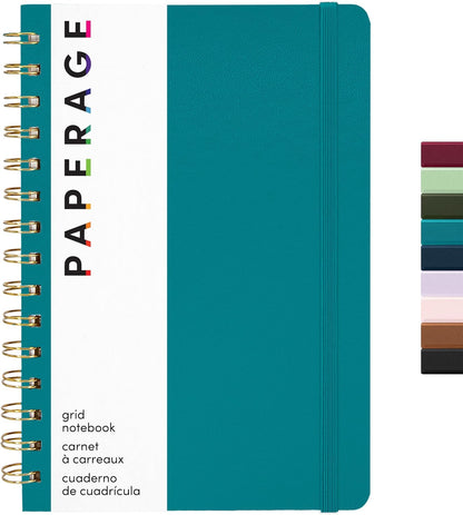 PAPERAGE Lined Spiral Journal Notebook, (Black), 160 Pages, Hardcover Journal for Women & Men, Medium 5.5 in x 8 in - 100 GSM, Thick Paper, Spiral Notebook for Work, School & Journaling