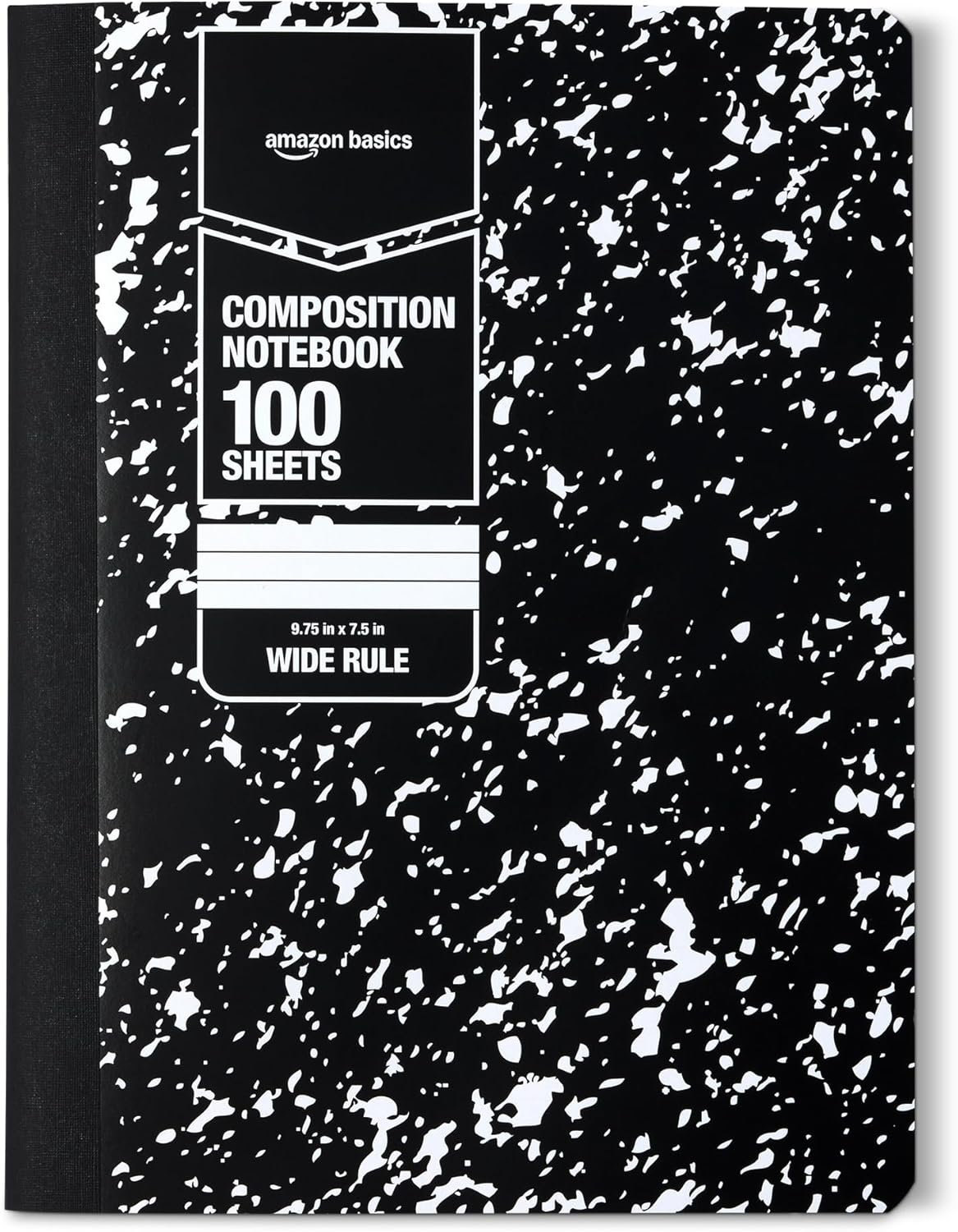 Amazon Basics Composition Notebook, College Ruled, 100 Sheets, 9.75" x 7.5", Assorted Marble Colors, 12-Pack