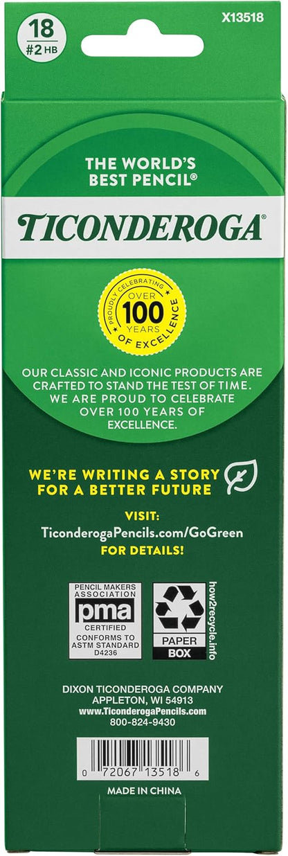Ticonderoga Wooden Pencils, Pre-Sharpened, 2 HB Soft, Pastel Colors, 18 Count