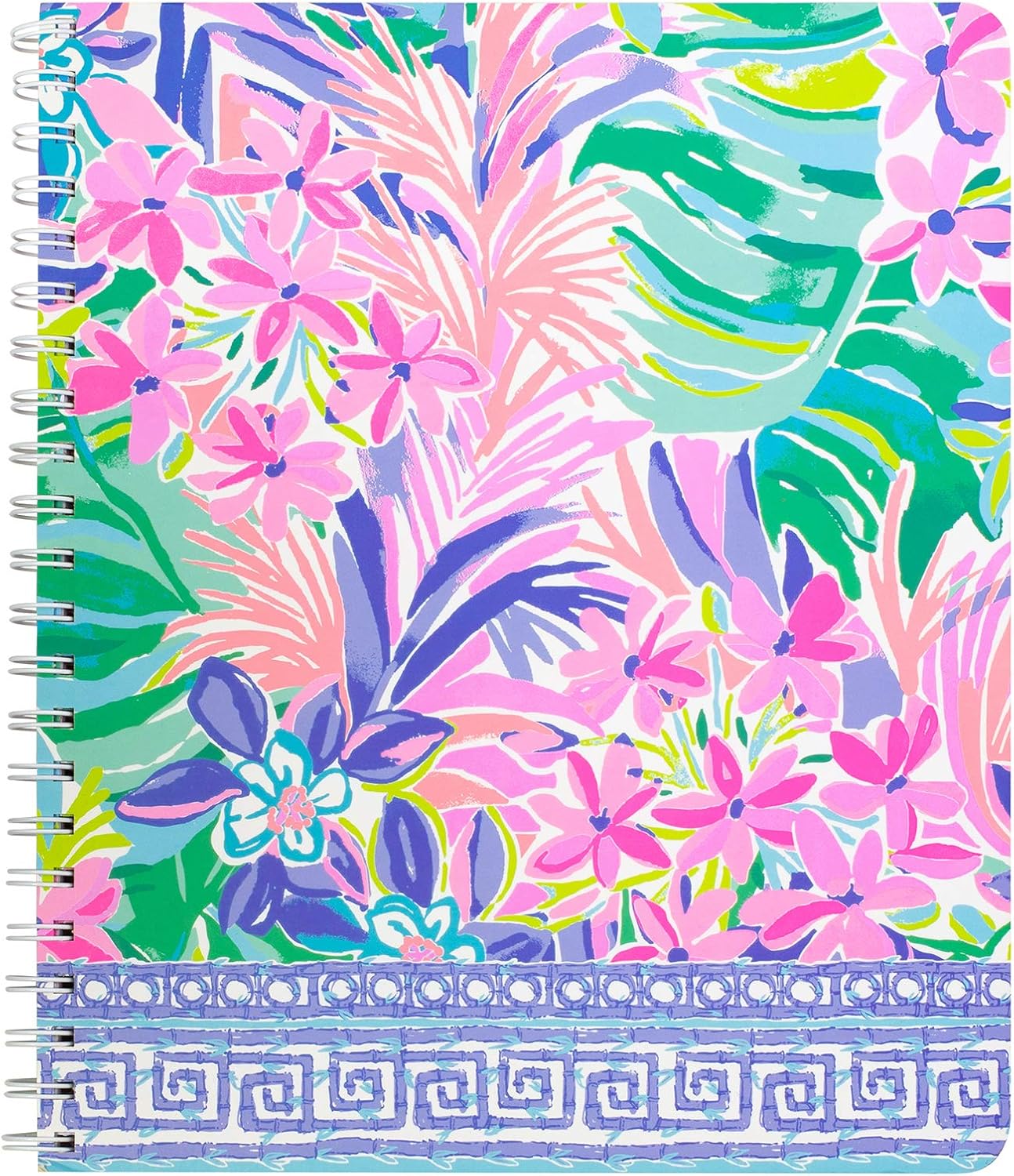 Lilly Pulitzer Large Blue Hardcover Spiral Notebook, 11" x 9.5" with 160 College Ruled Pages, Cabana Cocktail