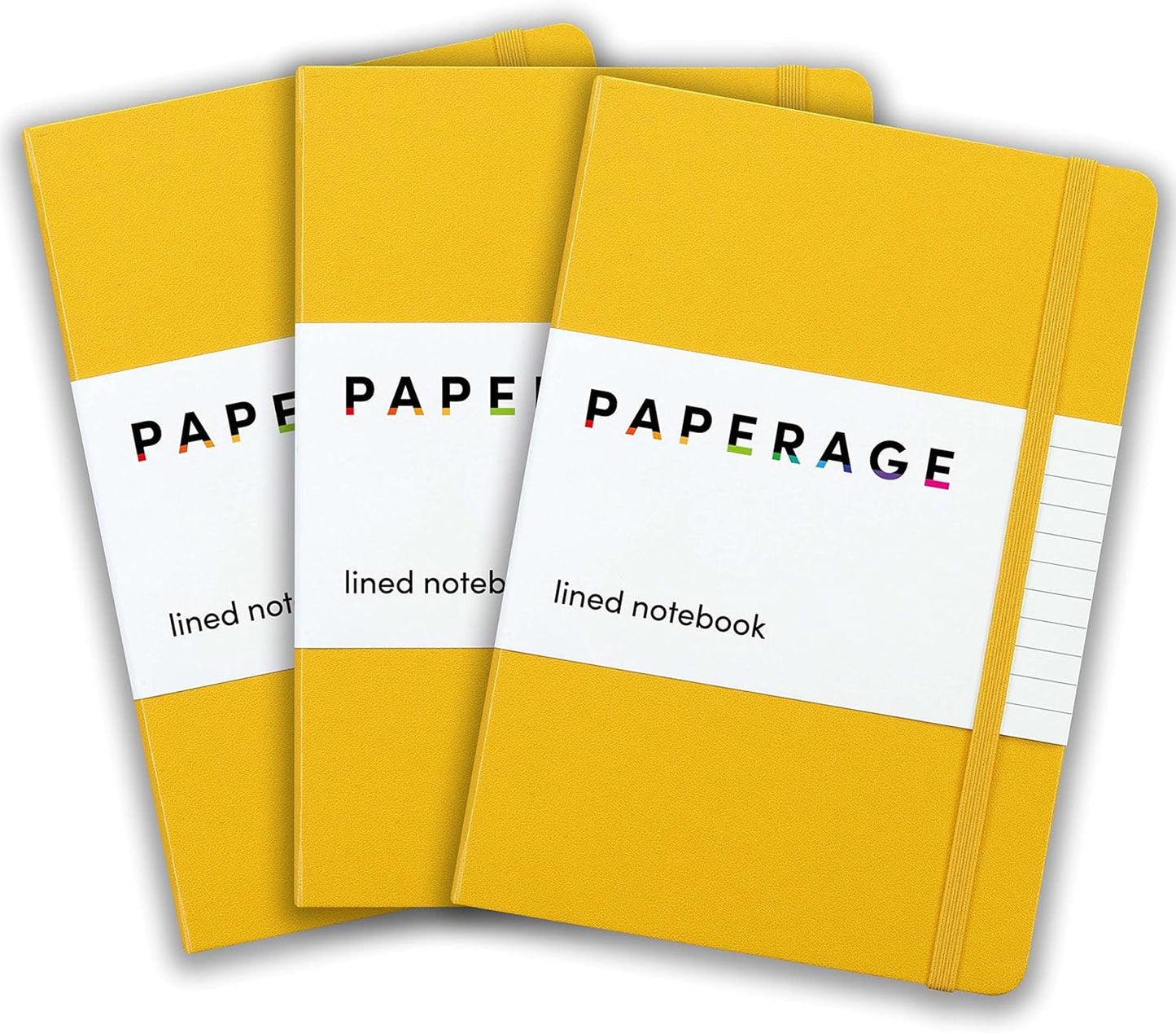 PAPERAGE Lined Journal Notebook, (Black), 160 Pages, Medium 5.6 in x 8 in - 100 GSM Thick Paper – Hardcover Journaling Notebook for Work, School & Note Taking