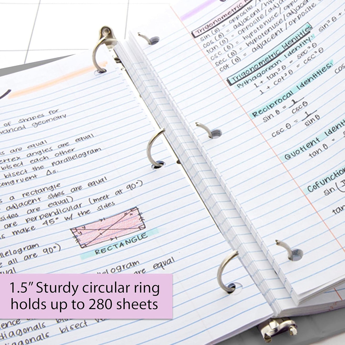 BAZIC Products 3 Ring Binder - Burgundy, Economy View Binder with Clear Overlay Cover and Round Rings, Organizer for School Office Home Use, 1.5-inch Capacity Holds 280 Sheets Paper, 1-Pack