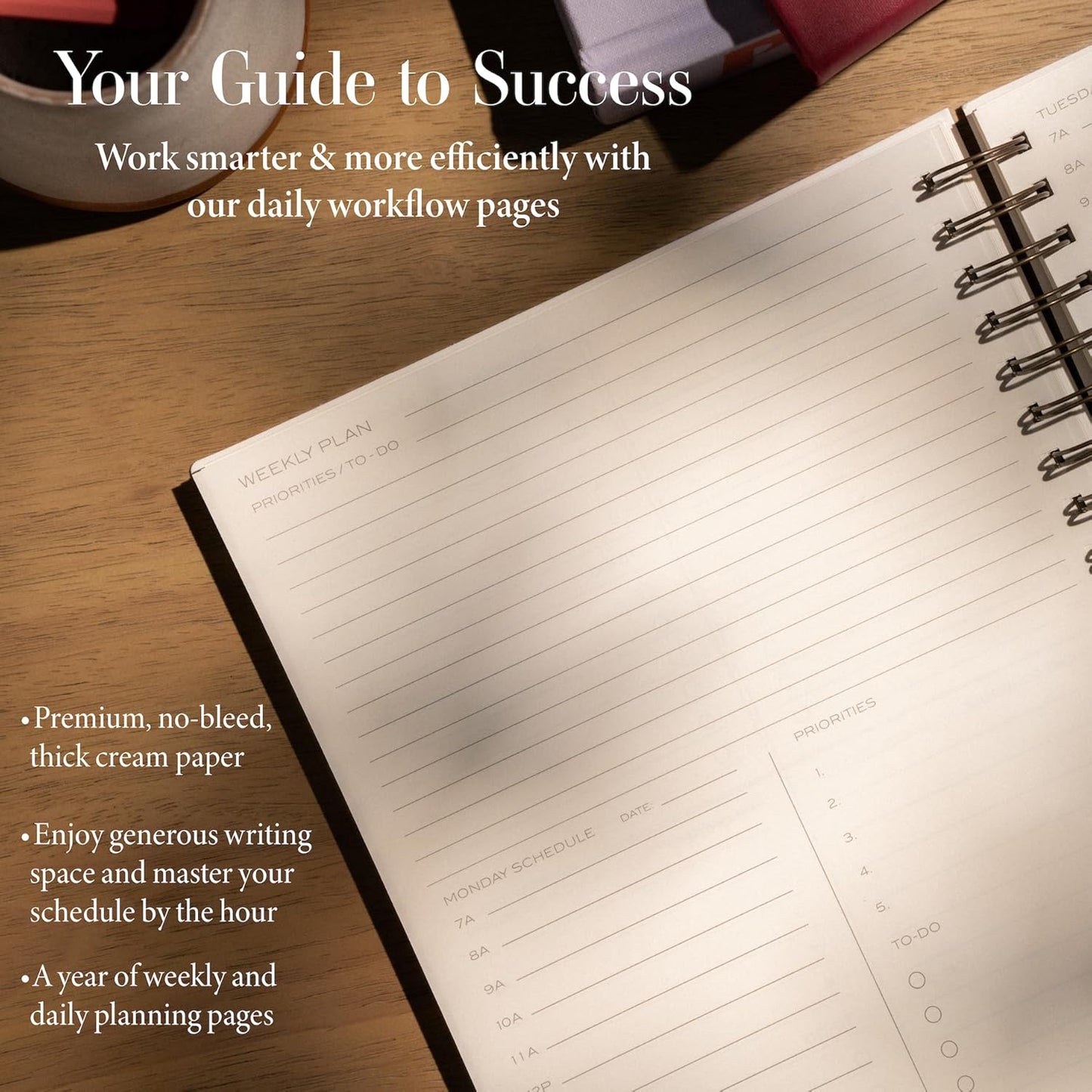 Anecdote Daily Planner w/ 2026-2027 Calendar | Start Anytime 26 Weeks Undated | 1 Page per Day | 8.5" x 5.2" | Hardcover To-Do List Organizer, Plan Your Success, Achieve Productivity Goals (Evergreen)