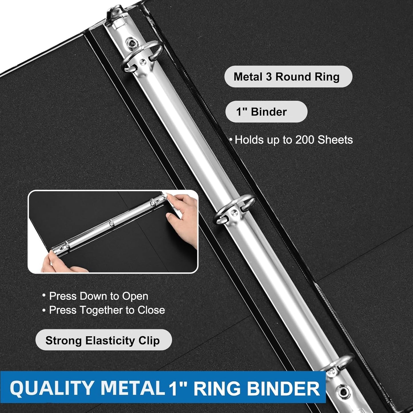 1/2 Inch 3-Ring Binder, 0.5-inch Round Ring Binder with 2 Inside Pockets, 12 Pack White Binders, Clear View CoverBinder Holds 8.5'' x 11''Paper for Office/Home/Back to School