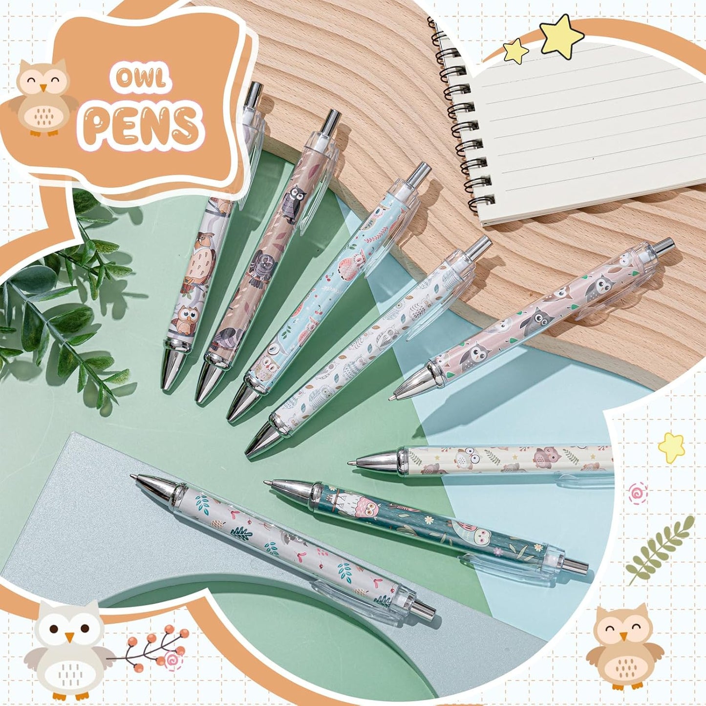 Ireer 8 Pcs Ballpoint Pens for Women 1.00 mm Cute Black Ink Pens Fine Point Smooth Writing for Journaling Aesthetic Office Supplies (Mahjong)