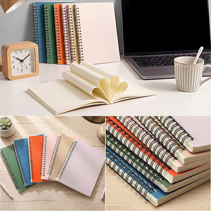 Leelosp 12 Pack Small Spiral Notebook Lined Spiral Journal College Ruled Notebook Wire Bound Kraft Cover, 120 Pages for Work (Multicolor,5.5 x 8.3 Inch)