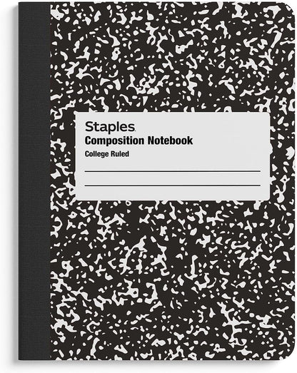 STAPLES Mini Composition Notebook, 3.25” x 4.5”, College Ruled, 80 Sheets, Assorted Colors, 6/Carton