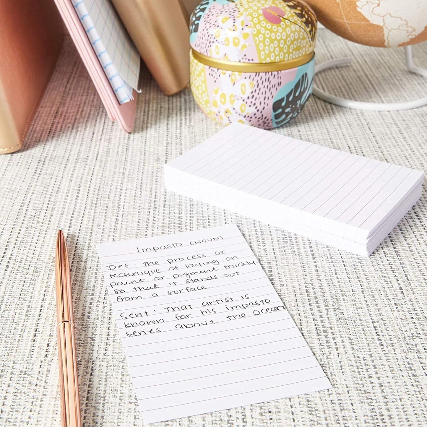 Okuna Outpost 300 Pack Vertically Ruled Index Cards - Lined Paper Vertical NoteCards - Portrait Style (3 x 5 In)