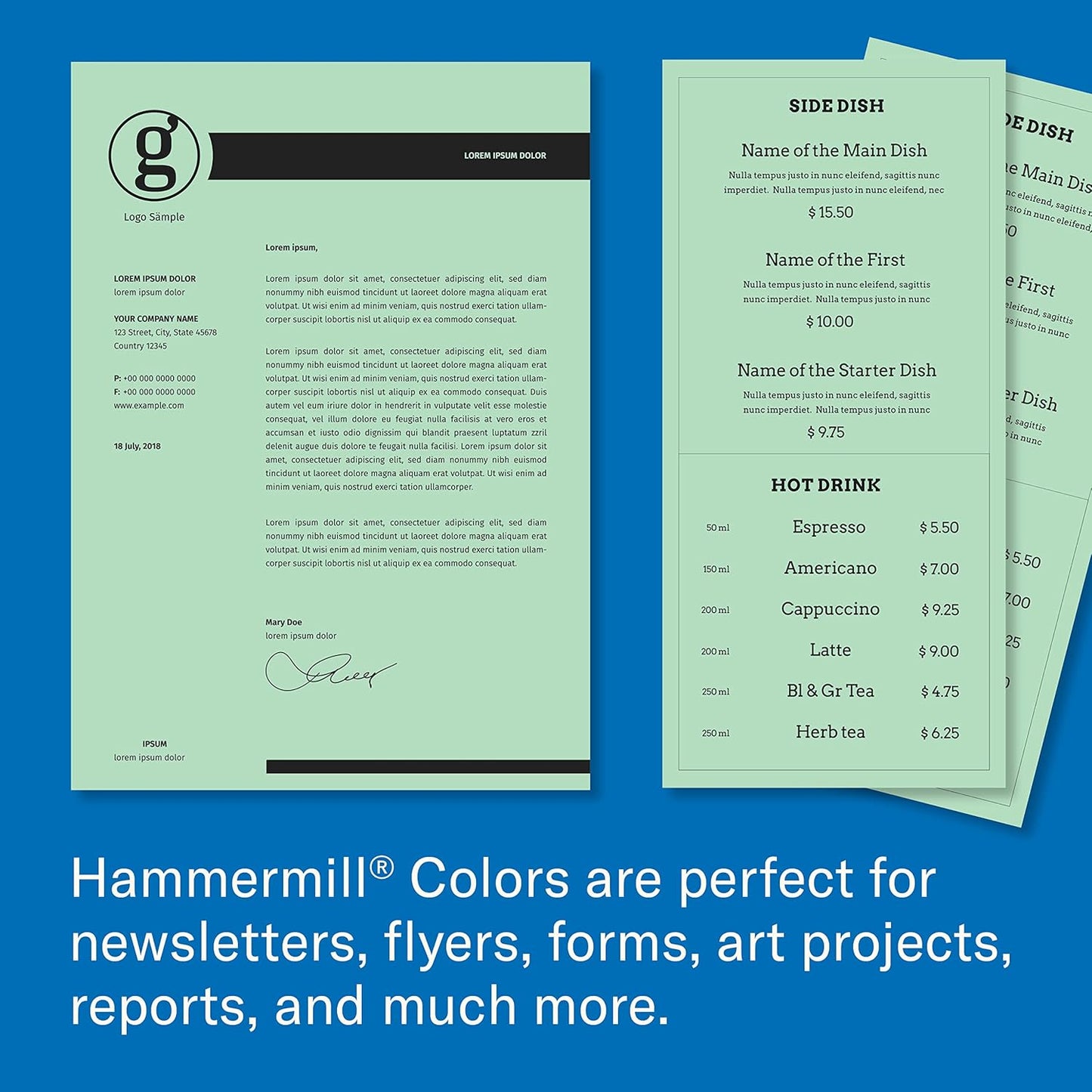 Hammermill Colored Paper, 24 lb Blue Printer Paper, 8.5 x 11 - Made in the USA, Pastel Paper, 103671R-1 Ream (500 Sheets)