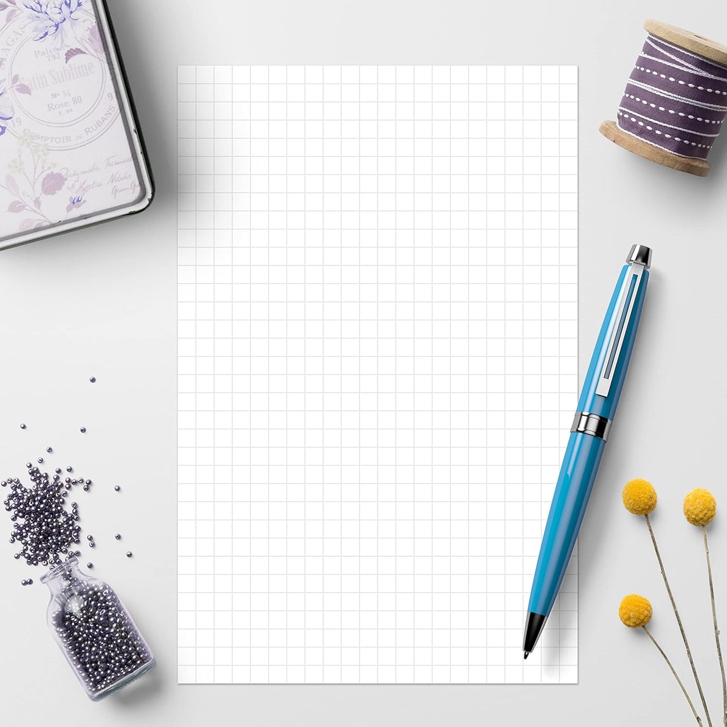 321Done Graph Paper Notepad - 50 Sheets (5.5" x 8.5") - 0.20" Grid Planning Note Pad - Thick Premium Paper - Made in USA - Plain White