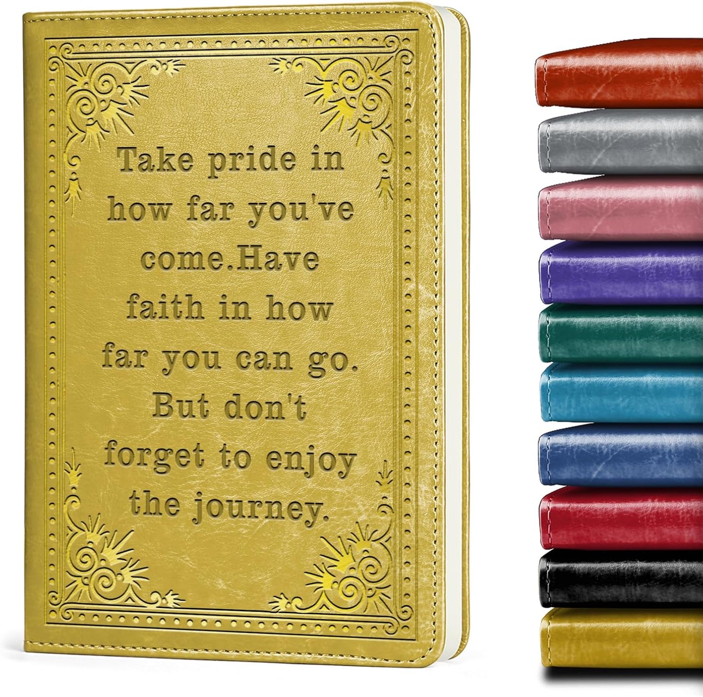 Inspirational Gift Appreciate Lined Journal Notebook Graduation Gift Take Pride In How Far You've Come Writing Notebook Encouragement Gift,1 Pack (Yellow),(Take pride-Yellow)