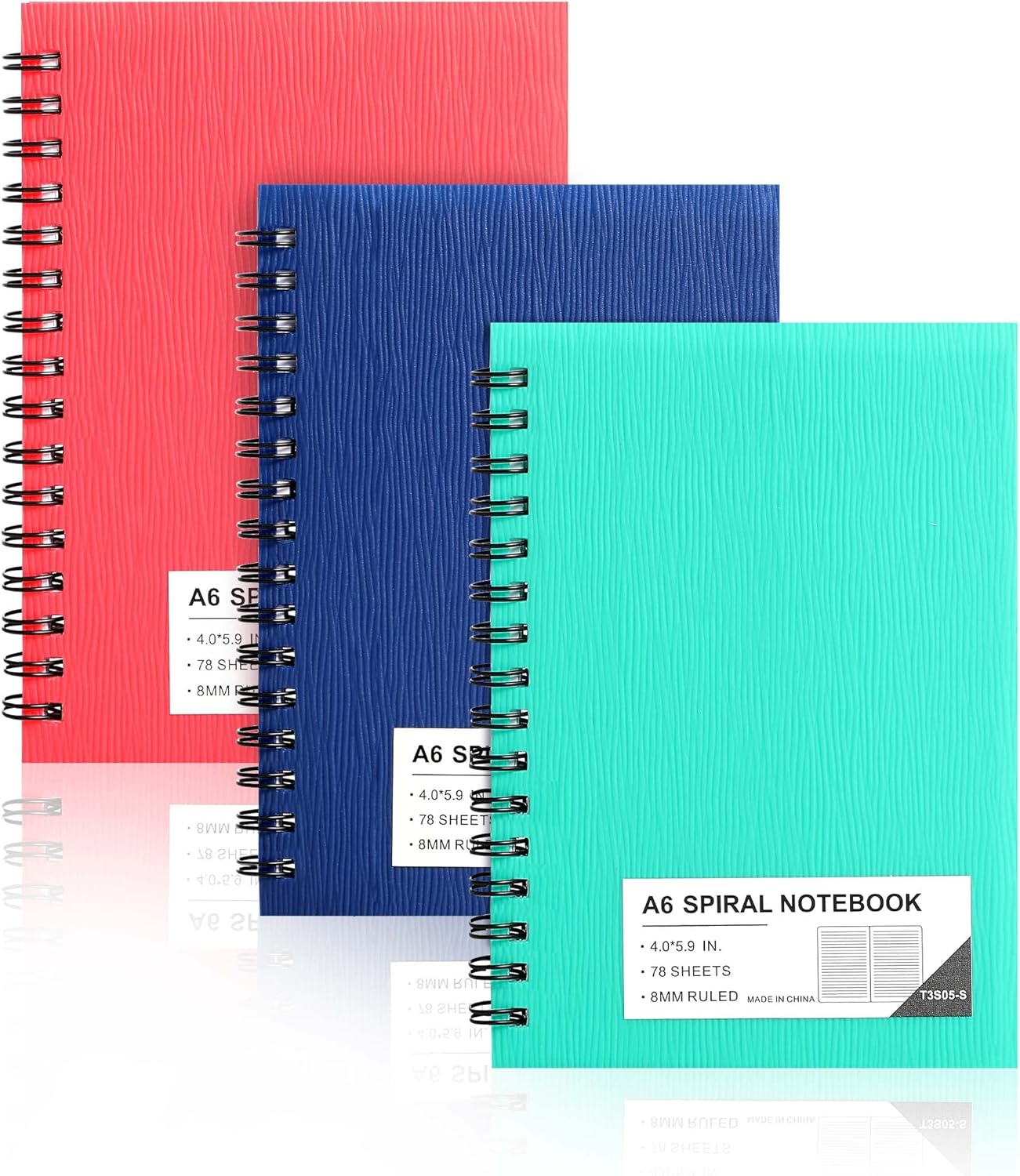 FLYING EAGLE 3 PCS Small Spiral Notebooks 4x6, A6 Cute Mini Journal Plastic Hardcover 8mm Ruled Notebook, Yellow 234 Sheets/468 Pages, 3 Pack Small Ruled Notebooks for School Work