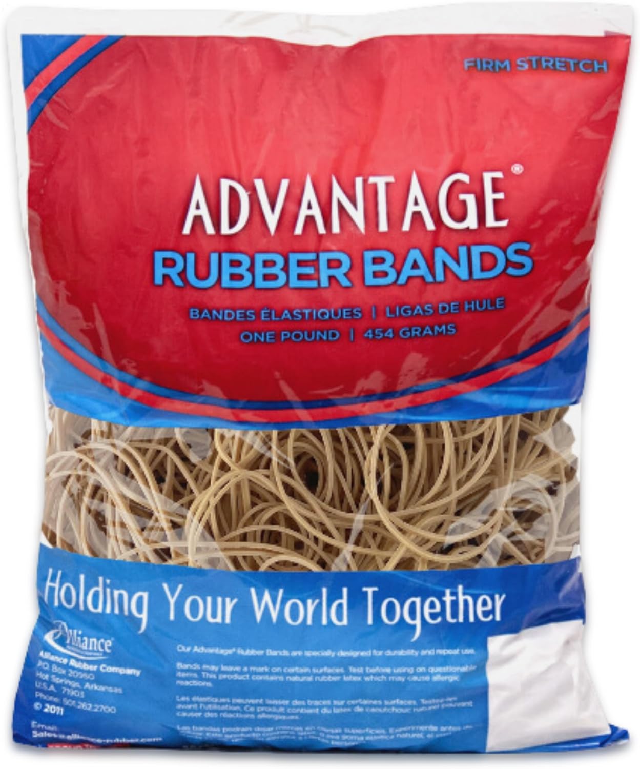 Alliance Rubber 26649 Advantage Rubber Bands Size #64, 1/4 lb Box Contains Approx. 80 Bands (3 1/2" x 1/4", Natural Crepe) Beige