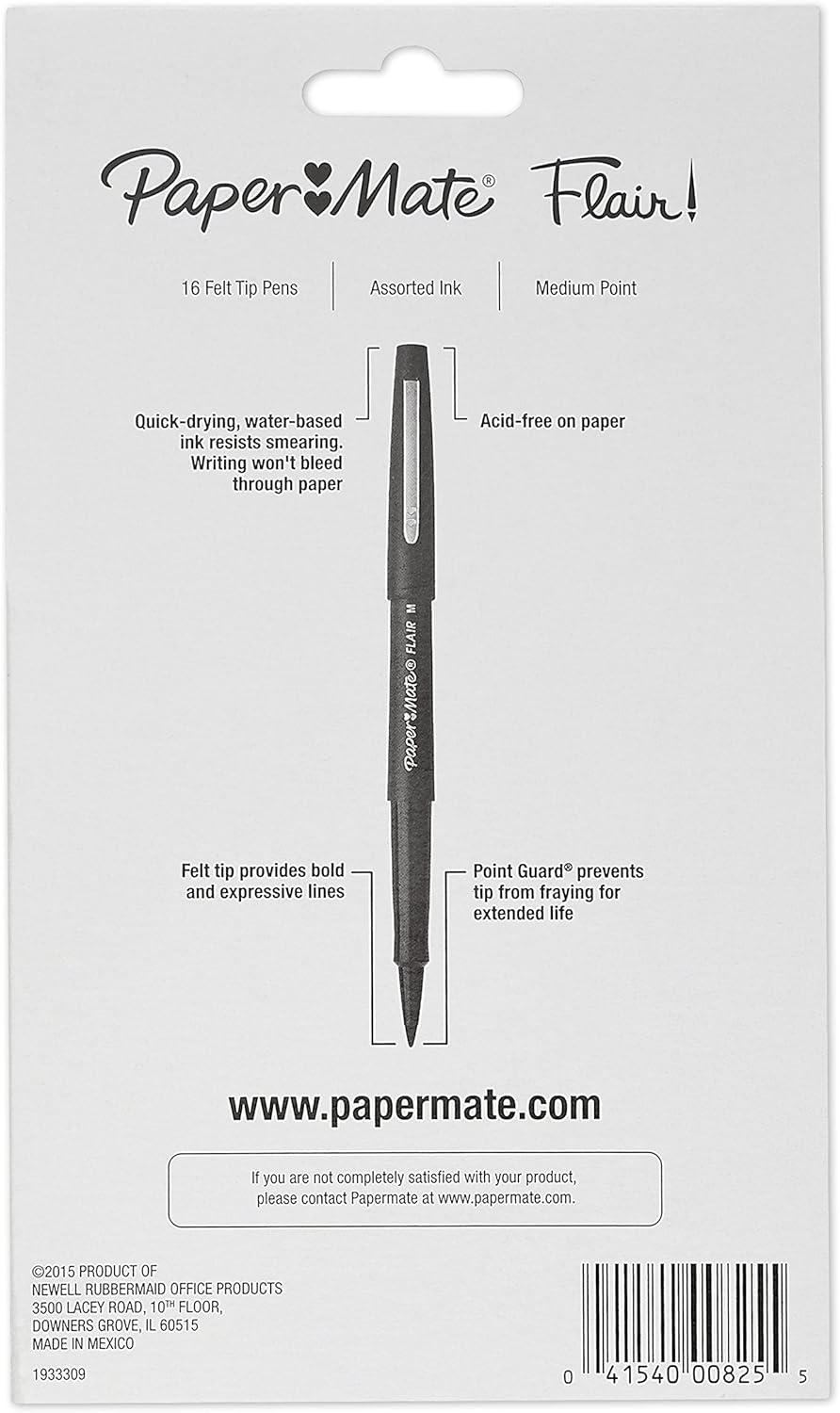 Paper Mate Flair Felt Tip Pens, Medium Point (0.7mm), Limited Edition Candy Pop Pack, 6 Count