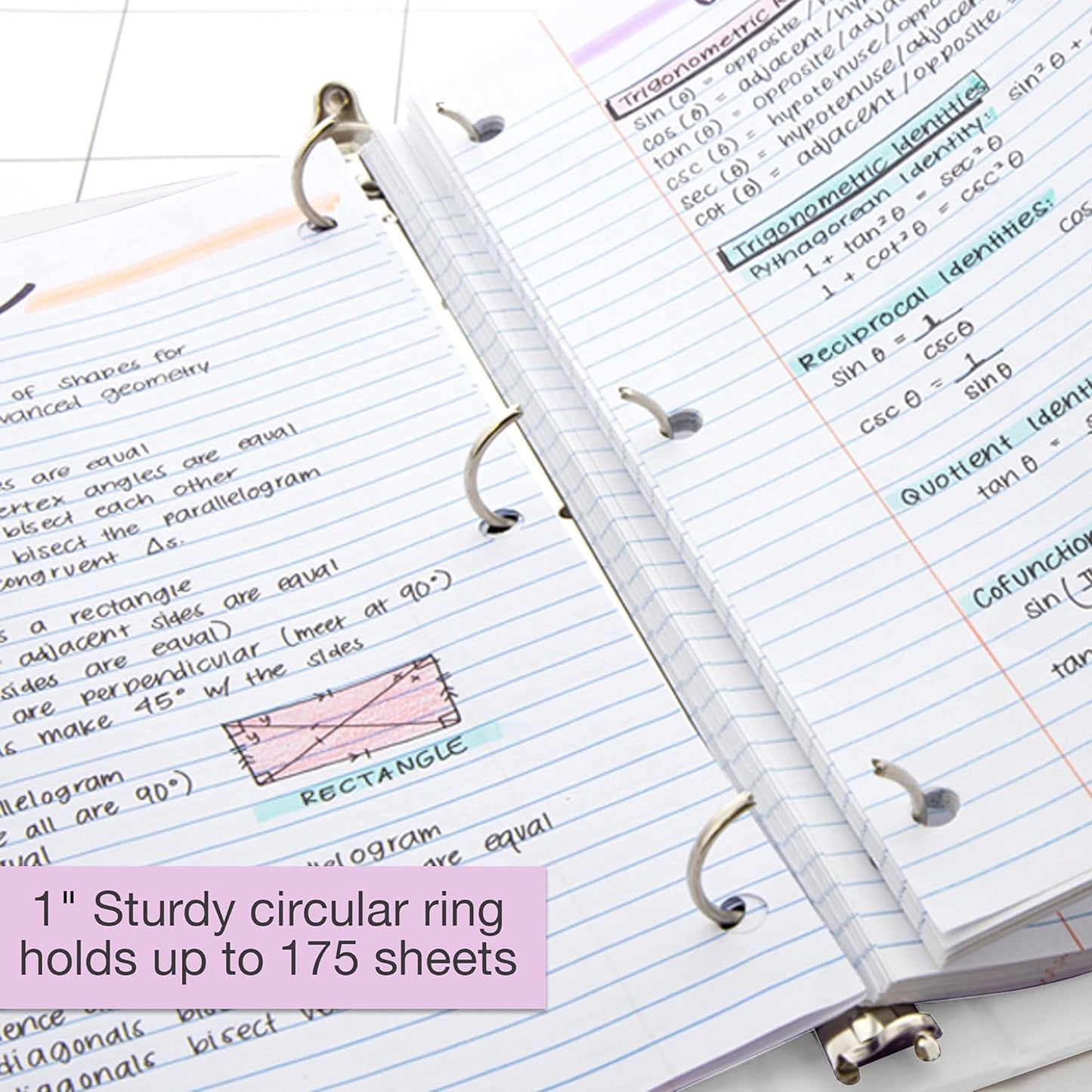 BAZIC Products 3 Ring Binder - Green, Economy View Binder with Clear Overlay Cover and Round Rings, Organizer for School Office Home Use, 1-inch Capacity Holds 175 Sheets Paper, 12-Pack