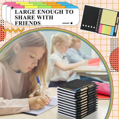 Qilery 30 Pack Composition Lined Spiral Notebook Small Notepad and Pen Set Steno Pads Lined Notepad Black Pocket Notebook for Business Office School Supplies