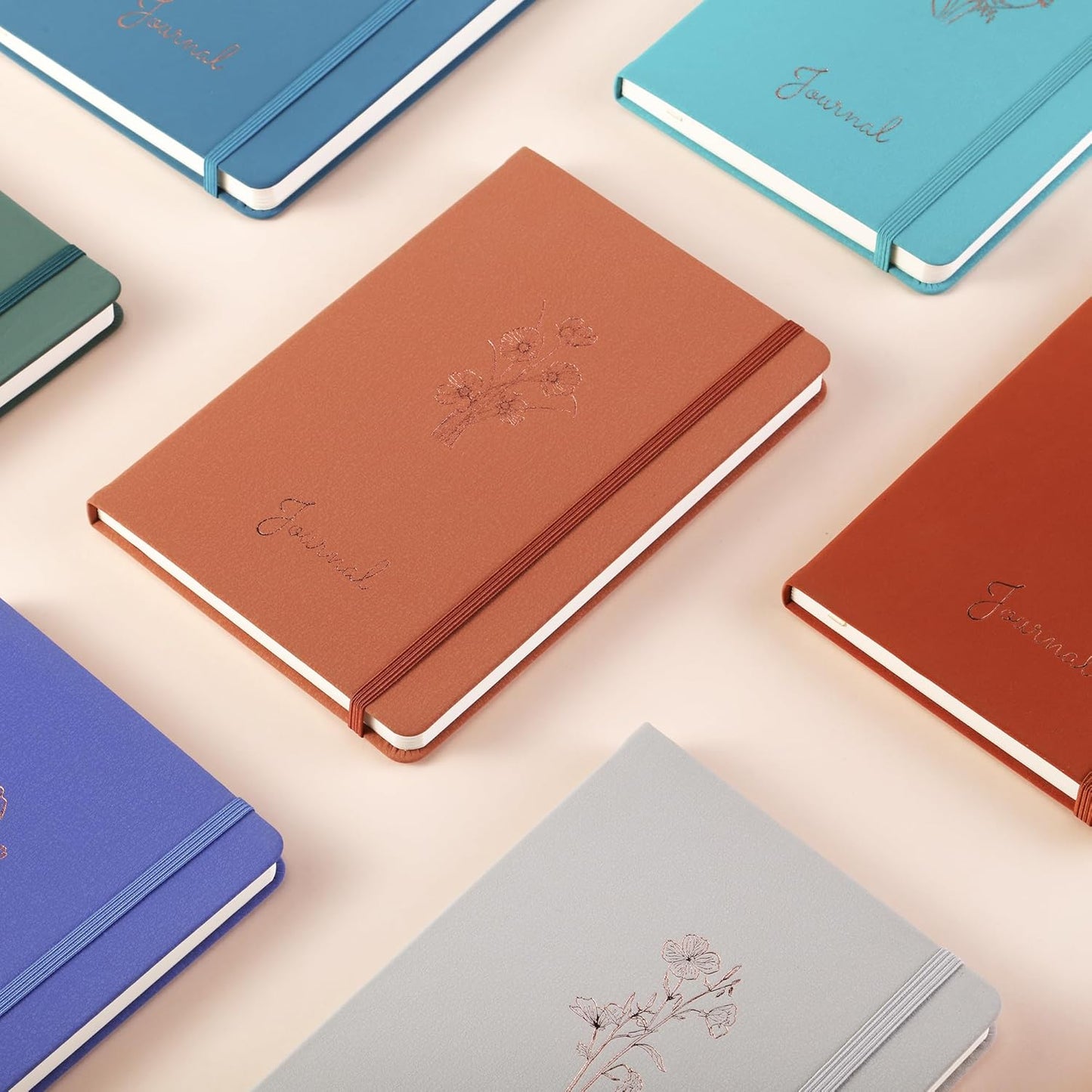 Lined Journal Notebook –A5 PU Leather Hardcover Notebook, 100gsm Thick Bleedproof Paper with Inner Pocket – 192Pages Lined Writing Journal for Students Women Note Taking - Terracotta Orange