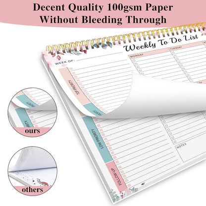 Kamoy Weekly To Do List Notepad with 52 Undated Sheets（8.5"×11"）- Undated Weekly Desk Planner Organizer for Work Home School Office Supplies
