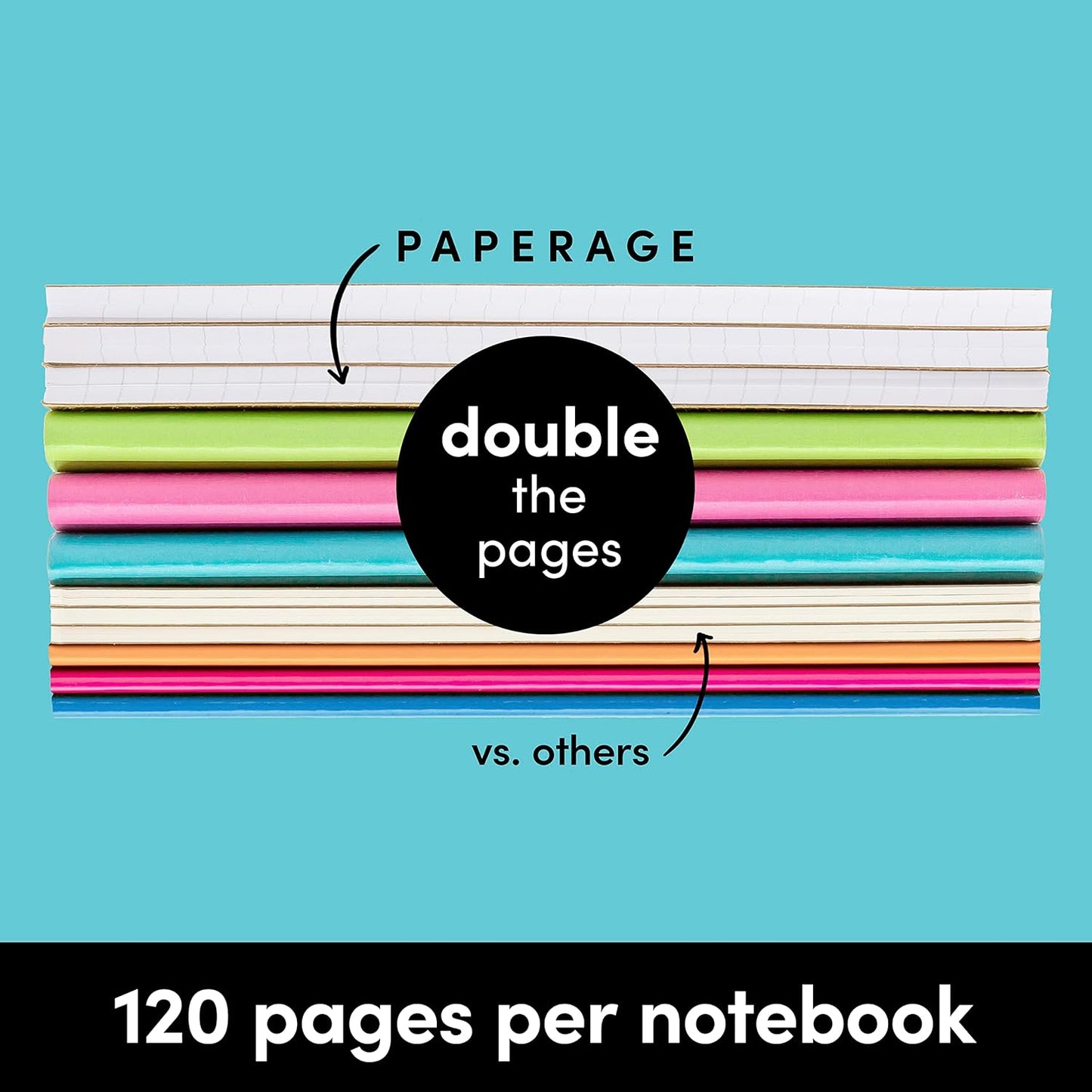 PAPERAGE 6-Pack Composition Notebook Journals, 120 Pages, Kraft Cover with Jewel Tone Spines, College Ruled Lined Paper, Small Size (8 in x 5.75 in) – for Home, Office or School Supplies