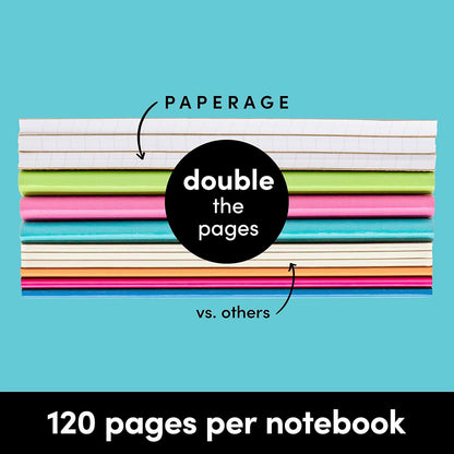 PAPERAGE 6-Pack Composition Notebook Journals, 120 Pages, Kraft Cover with Jewel Tone Spines, College Ruled Lined Paper, Small Size (8 in x 5.75 in) – for Home, Office or School Supplies
