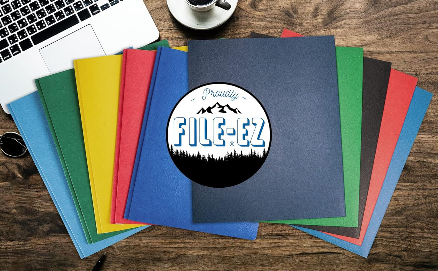 FILE-EZ Two-Pocket Folders, Navy Dark Blue, 25-Pack, Textured Paper, Letter Size (EZ-32523)