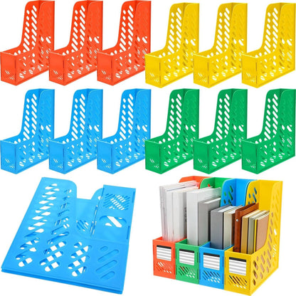 Glenmal 12 Pack Magazine Organizers Binder Organizer for Desk Plastic Vertical File Holder Magazine Racks Desk Accessories for Office, Home, or School (Black)