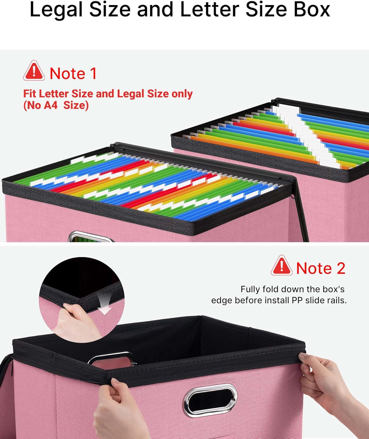 Oterri 2 Pack File Organizer Boxes with Lids, File Box with Mesh Pockets, Document Organizer Box for File Folders Letter Size, Zippers Filing Box for Home, Office, School (Green, Without Folders)