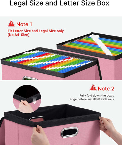 Oterri 2 Pack File Organizer Boxes with Lids, File Box with Mesh Pockets, Document Organizer Box for File Folders Letter Size, Zippers Filing Box for Home, Office, School (Green, Without Folders)