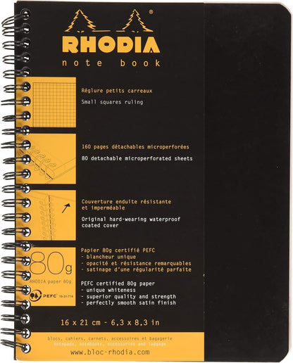 Rhodia Wirebound Notebooks - Lined w/ margin 80 sheets 8 1/4 x 11 3/4 in. - Black cover