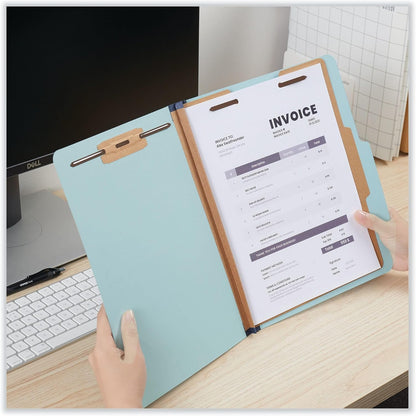 Universal Light Blue Top Tab Classification Fastener Folder, Letter Size, 2/5 Cut, 1 Divider, 4 Fasteners, Pack of 20