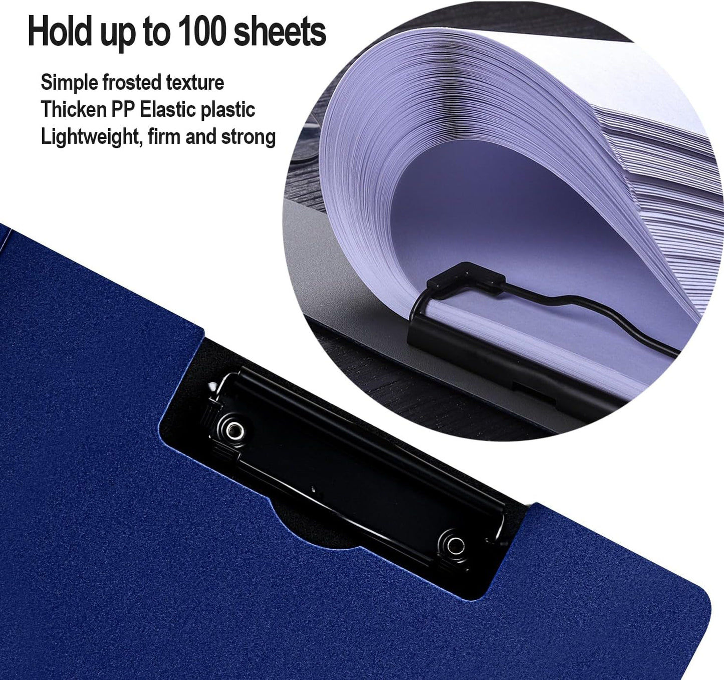Clipboard Folder, A4 Foldable Clipboards, Office Clipboard Folder with Double Clips Metal Clip, 360 Degree Foldable Storage Clipboards for Office, School or Medical Field, Blue