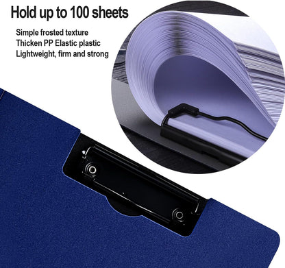 Clipboard Folder, A4 Foldable Clipboards, Office Clipboard Folder with Double Clips Metal Clip, 360 Degree Foldable Storage Clipboards for Office, School or Medical Field, Blue