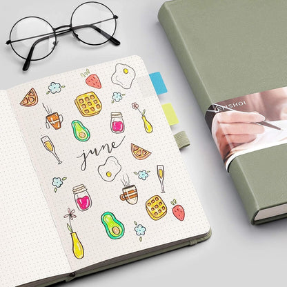 EMSHOI Graph Paper Notebook - 256 Pages A5 Graph Notebook/Journal, Hard Cover, 120gsm Thick Paper, Smooth PU Leather, Inner Pocket, 5.75'' × 8.38''-Black