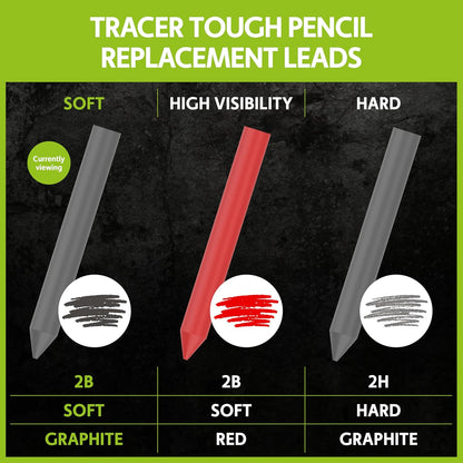 Tracer Tough Construction Pencil Replacement Leads Set - 6 x 5.2mm Graphite Leads for the Tough Pencil. Set of 6 refills