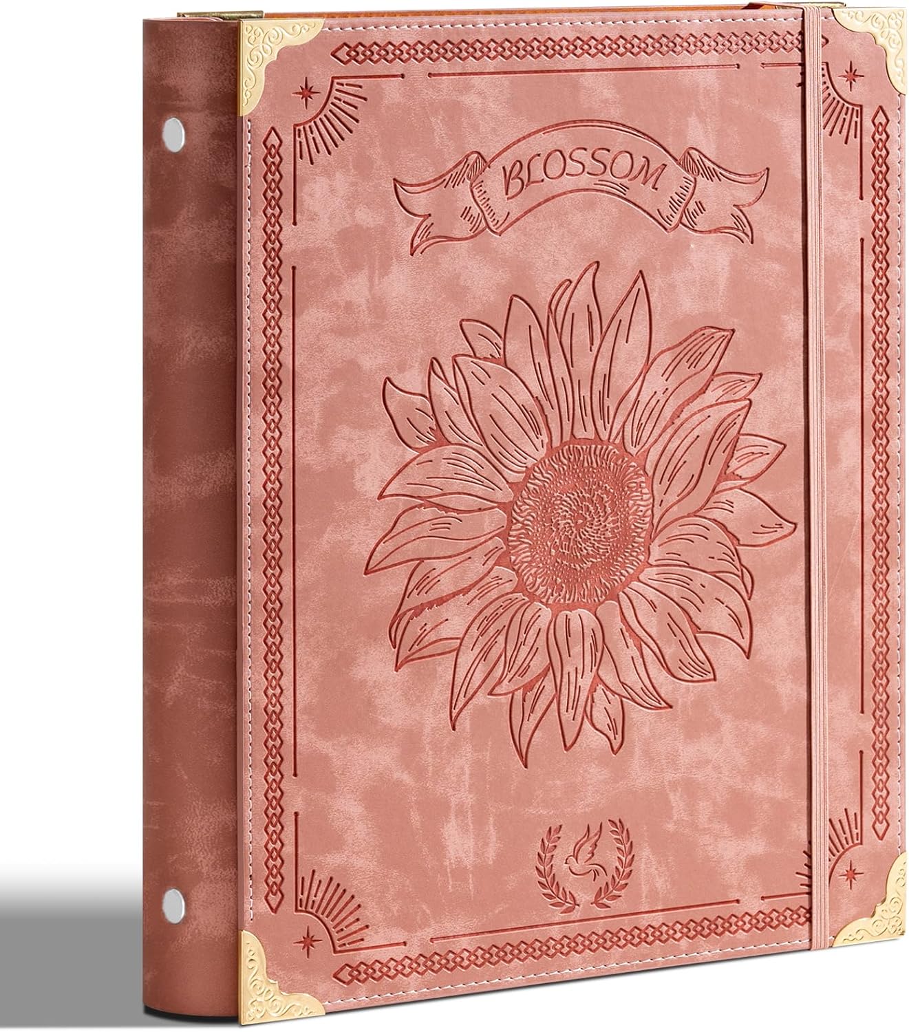 Ovesmusl Leather 3 Ring Binder Fits 8.5"x11" Letter Size Paper, 1 Inch Round Ring Binder Holds 200 Sheets, Notebook Cover Loose Leaf Organizer, Green Tree