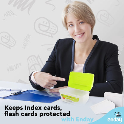 Enday Index Card Holder Pink, 3x5 Note Flash Card Organizer Case, Index Card File w/flip top, Notecard Recipe, Holder, Holds 250 Cards, Also Available in Purple, Red, Green, Blue, Grey (1 PC)