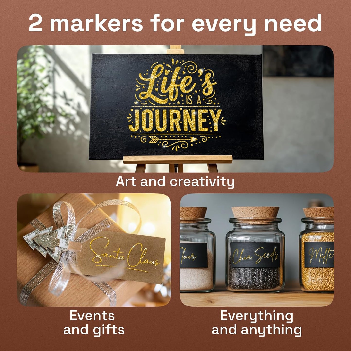 ARTISTRO 2 Gold Acrylic Paint Markers - 0.7mm Extra Fine-Tip Metallic Paint Pens - Perfect for Crafting, Art Projects, & More