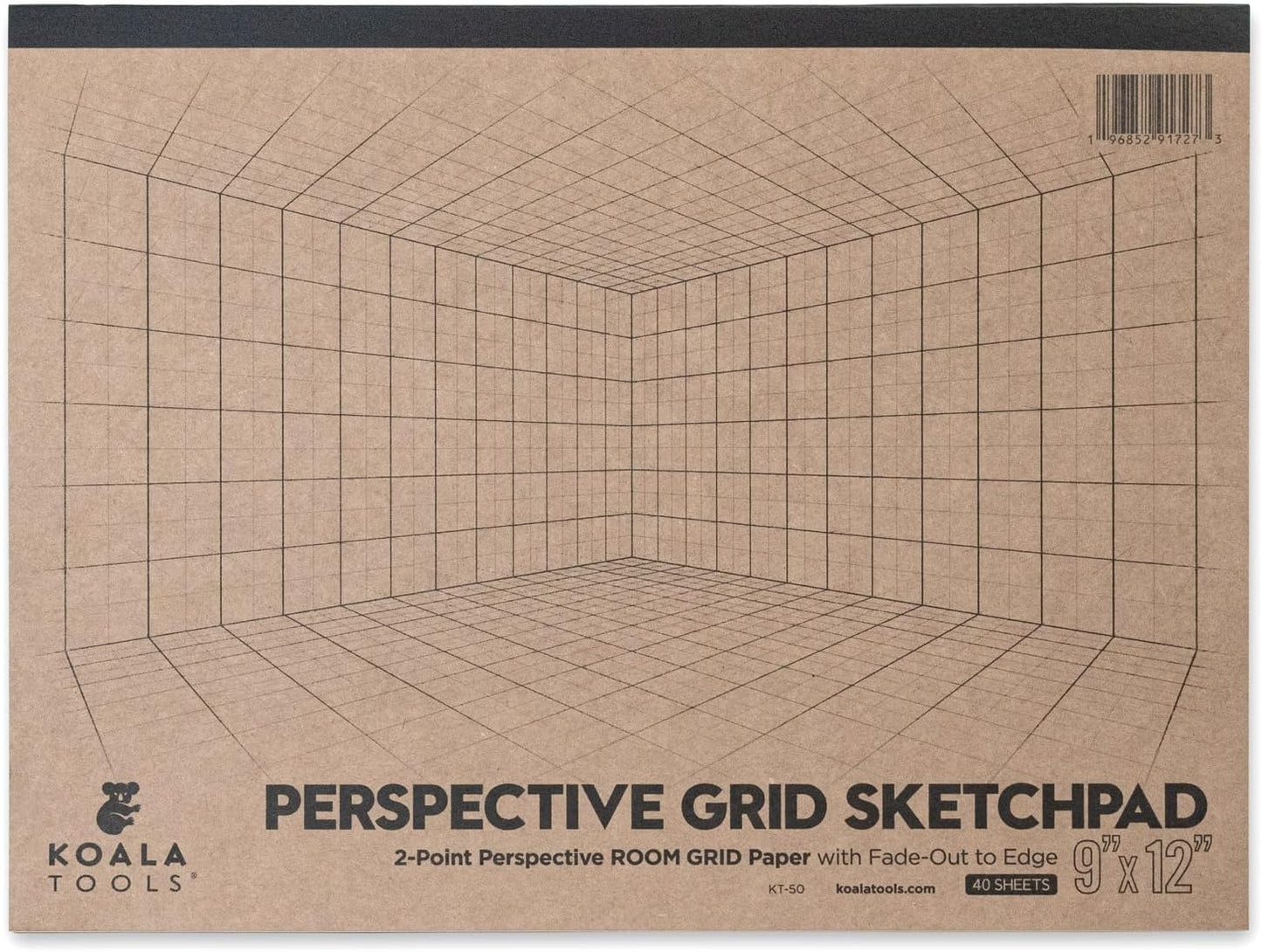 Koala Tools | Drawing Perspective (1 and 2-Point) Large Sketch Pad (1 Point - 9 x 12)