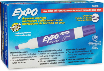 EXPO® Low-Odor Dry-Erase Markers, Chisel Point, Purple, Pack Of 12