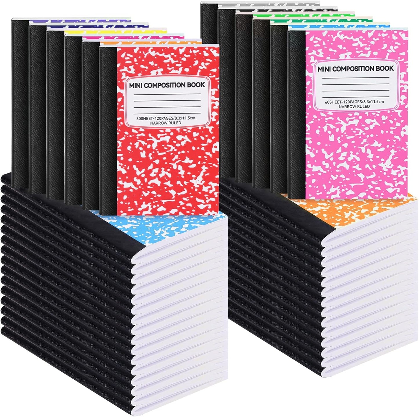 24 Pack 9.75 x 7.5 in Large Composition Notebooks Bulk 12 Color Wide Ruled Composition Books Marble Journal Notebook 60 Sheets per Book for Aldult Student College Office Back to School Supplies
