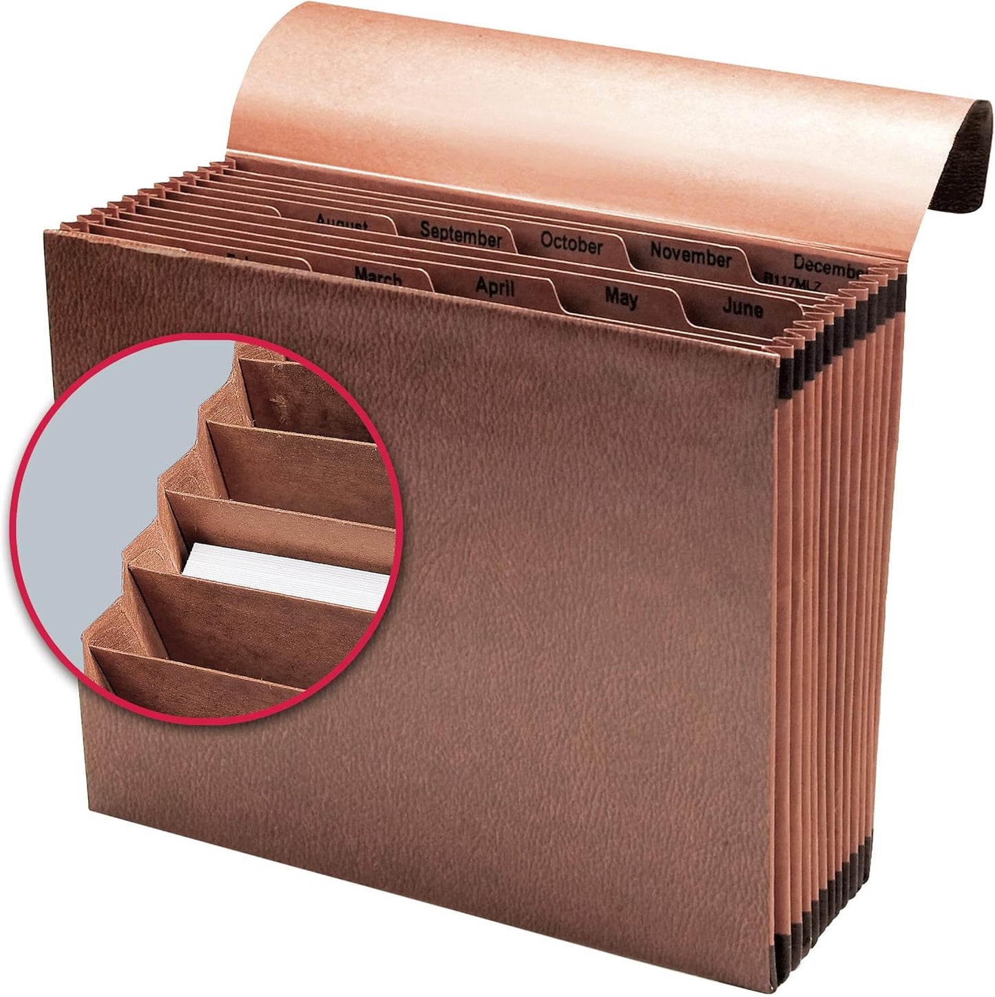 Smead TUFF Expanding File 21 Pockets, Alphabetic (A-Z), Flap and Cord Closure, Letter Size, Redrope (70318)