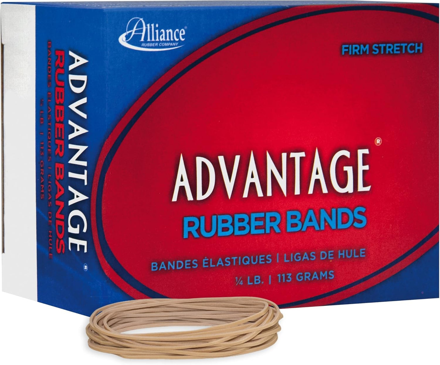Alliance Rubber 26649 Advantage Rubber Bands Size #64, 1/4 lb Box Contains Approx. 80 Bands (3 1/2" x 1/4", Natural Crepe) Beige