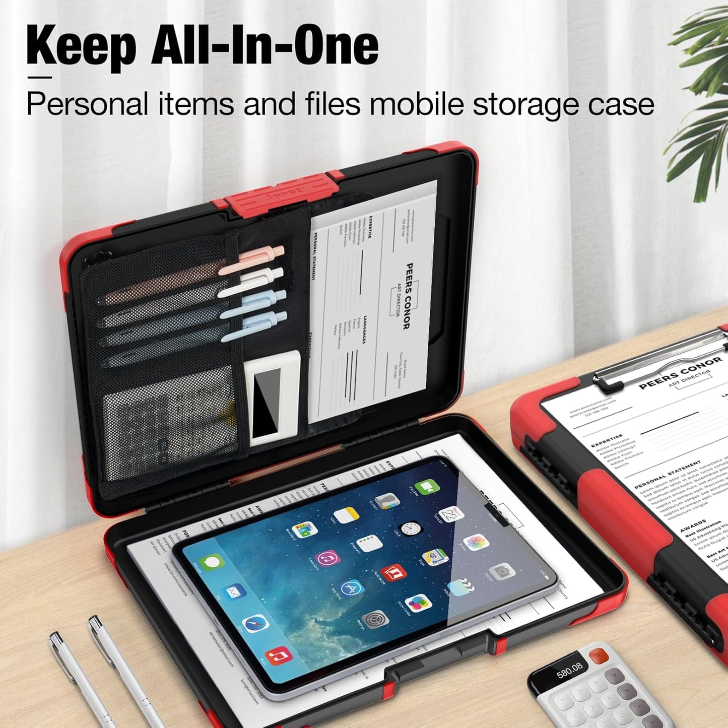 Sooez Toughest Clipboard with Storage, Internal Pen Pouch Included, Letter/ A4 Size, Shockproof Heavy Duty Plastic Clip Boards 8.5x11”, High Capacity Clipboards Box Case for Contractor Trucker Driver