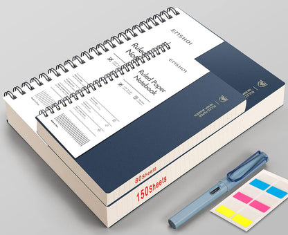 EMSHOI A5 Spiral Notebook College Ruled Lined Journal, Small 5.7" X 8.22", 300 Pages/150 Sheets, 100gsm Thick Paper, Waterproof Hardcover, for Office School Women Men Work Writing Notes, Blue