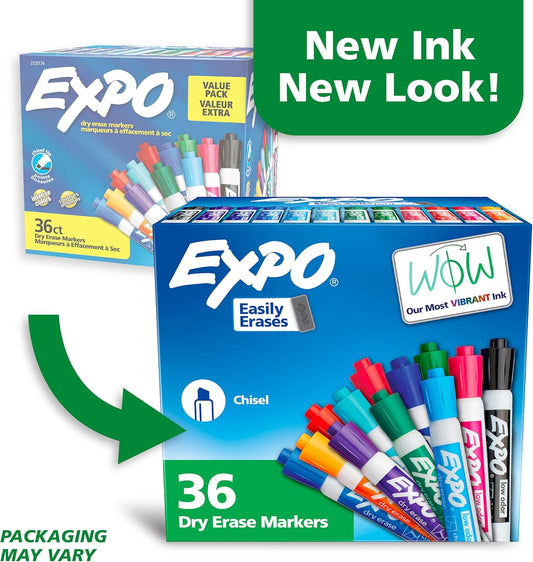 EXPO Dry Erase Markers, Low Odor Ink, Assorted Fashion Colors, Chisel Tip, 40 Count - Whiteboard, Essential Supplies for Office, School, Classroom, Teachers