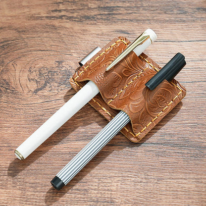 LUOOHL Journal Leather Pen Holder With Clip Notebook Double Slot Clip For Planner Folder Clipboard Planner Pen Sleeve