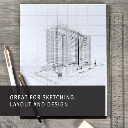 Bienfang Designer Grid Paper Pad, 8x8 Cross Section, 11 x 17 inches, 50 sheets